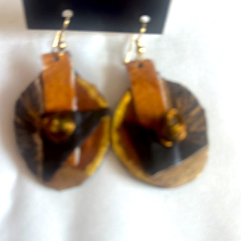 Hand painted leather earrings